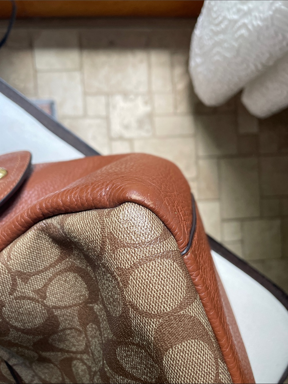 Coach C1523 Pennie Crossbody Shoulder Bag Signature Canvas Hobo Bag As Is - Picture 7 of 16